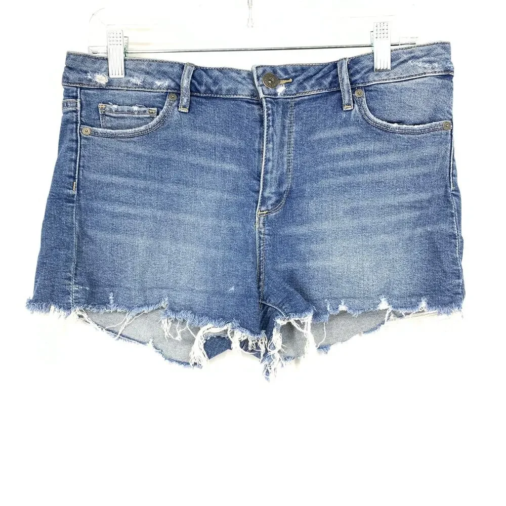 Paige Cut Off Denim Shorts Womens Size 29 Medium Wash Distressed
